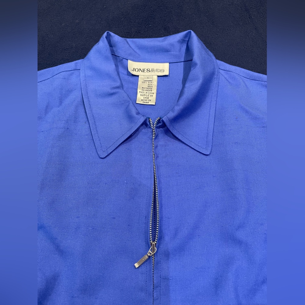 Jones & Co Women's Zip-Front Shirt in Cobalt Blue